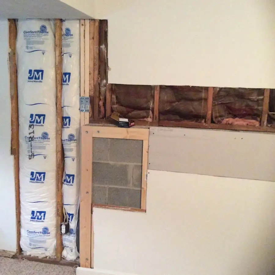 Wall insulation replacement during Basement Flood Cleanup in Waterbury